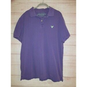 American Eagle  Polo Shirt Men's  XL  Purple Short Sleeve 100% Cotton Solid